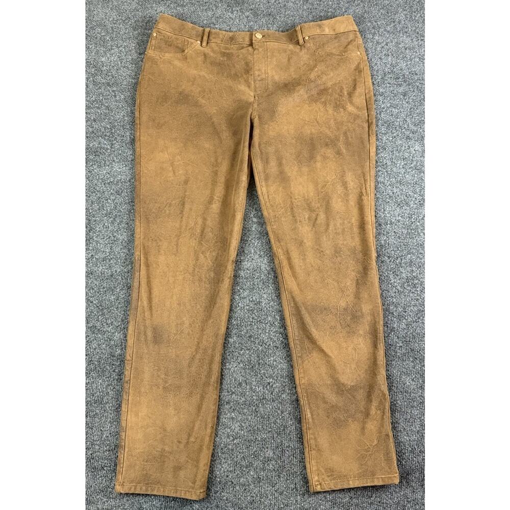 Chico’s Faux Suede Pants Women’s Size 3 XL Brown Stretch Skinny Pull On